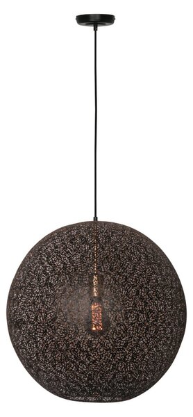 Freelight Lampă suspendată Oronero, Ø 60 cm, negru/auriu, metal, reglabil, Negru, Camera de zi / sufragerie, Metal, Modern, glob