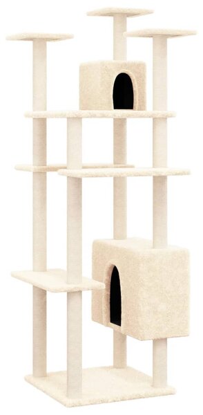 Ansamblu de pisici cu stâlpi din funie de sisal, crem, 162 cm