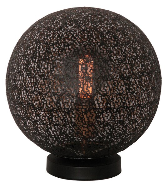 Freelight Lampă de masă Oronero, Ø 30 cm, negru/auriu, metal, Negru, Camera de zi / sufragerie, Metal, Modern, glob