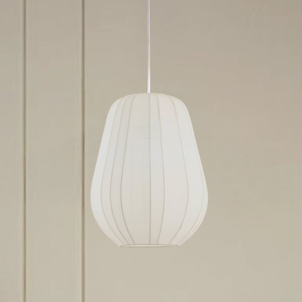 Lindby Lampă suspendată Helin, alb, Ø 30 cm, țesătură, reglabil, Alb, Camera de zi / sufragerie, Țesătură / Textil, Modern