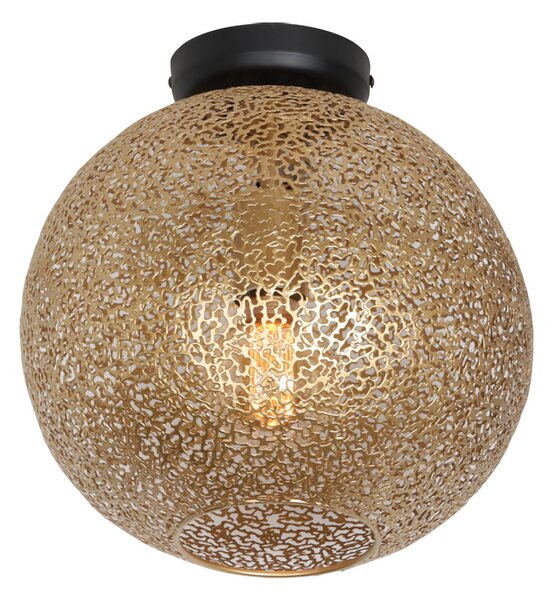 Freelight Plafonieră Oronero/Oro, Ø 30 cm, auriu, metal, reglabil, Auriu / Alamă, Camera de zi / sufragerie, Metal, Modern, glob