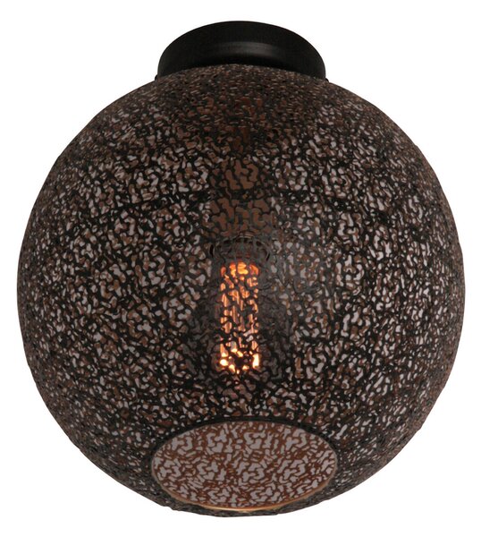 Freelight Plafonieră Oronero, Ø 30 cm, negru/auriu, metal, reglabil, Negru, Camera de zi / sufragerie, Metal, Modern, glob