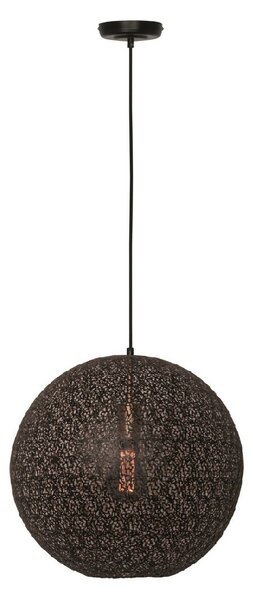 Freelight Lampă suspendată Oronero, Ø 30 cm, negru/auriu, metal, reglabil, Negru, Camera de zi / sufragerie, Metal, Modern, glob