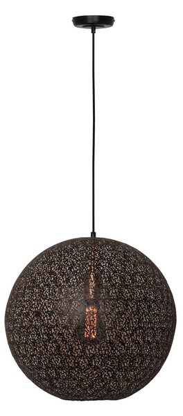 Freelight Lampă suspendată Oronero, Ø 40 cm, negru/auriu, metal, reglabil, Negru, Camera de zi / sufragerie, Metal, Modern, glob
