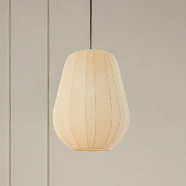 Lindby Lampă suspendată Helin, bej, Ø 30 cm, țesătură, reglabil, Bej, Camera de zi / sufragerie, Țesătură / Textil, Modern