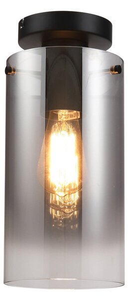 Freelight Plafonieră Ventotto, negru/frumos, Ø 15 cm, sticlă, reglabil, Gri, Camera de zi / sufragerie, Metal, Modern