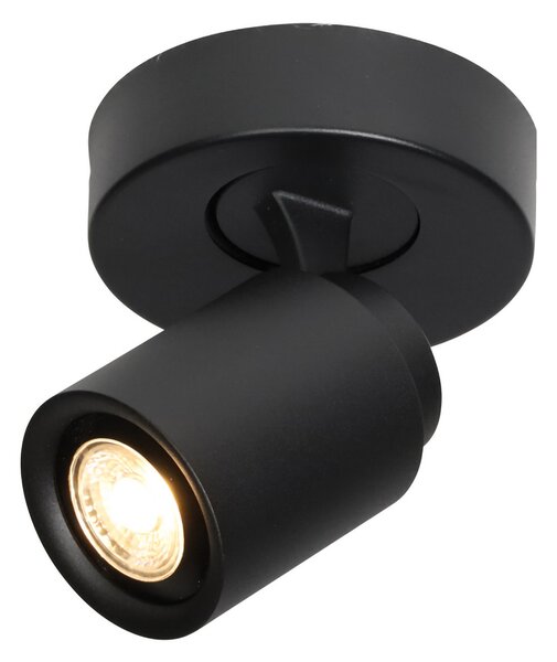 Freelight Spot de plafon Razza, negru, Ø 13 cm, metal, reglabil, Negru, Camera de zi / sufragerie, Metal, Modern