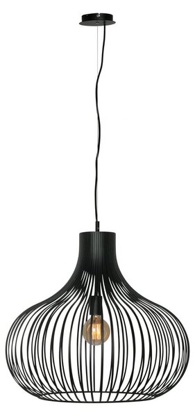 Freelight Lampă suspendată Aglio, Ø 58 cm, negru, metal, reglabil, Negru, Camera de zi / sufragerie, Metal, Modern