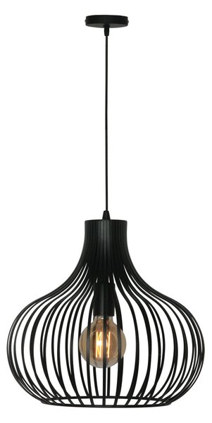 Freelight Lampă suspendată Aglio, Ø 38 cm, negru, metal, reglabil, Negru, Camera de zi / sufragerie, Metal, Modern