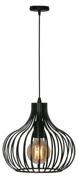 Freelight Lampă suspendată Aglio, Ø 28 cm, negru, metal, reglabil, Negru, Camera de zi / sufragerie, Metal, Modern