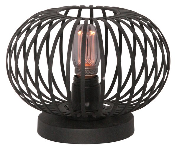 Freelight Lampă de masă Aglio, Ø 25 cm, negru, metal, Negru, Camera de zi / sufragerie, Metal, Modern