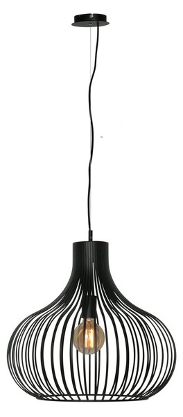 Freelight Lampă suspendată Aglio, Ø 48 cm, negru, metal, reglabil, Negru, Camera de zi / sufragerie, Metal, Modern