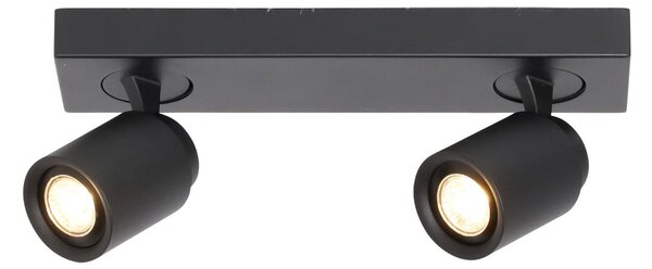 Freelight Spot de plafon Razza, negru, lungime 38 cm, 2 lumini, metal, reglabil, Negru, Camera de zi / sufragerie, Metal, Modern