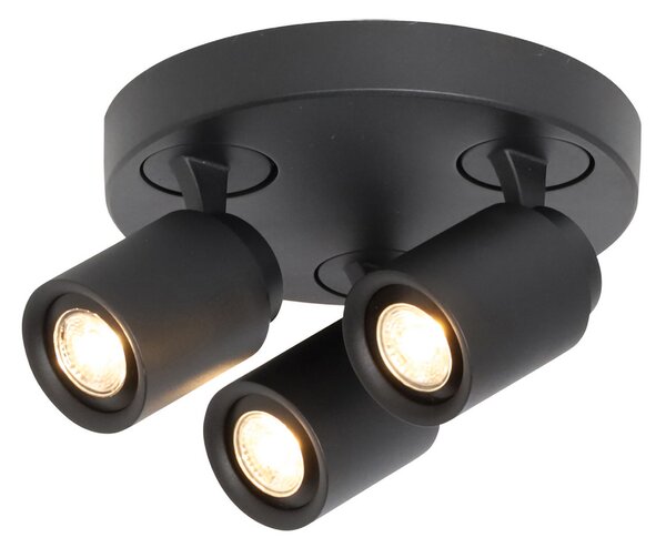 Freelight Spot de plafon Razza, negru, Ø 28,5 cm, 3 lumini metalice, reglabil, Negru, Camera de zi / sufragerie, Metal, Modern