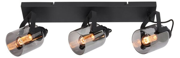 Freelight Spot de plafon Fumoso, lungime 61 cm, negru/gri, 3 lumini., reglabil, Negru, Camera de zi / sufragerie, Metal, Modern
