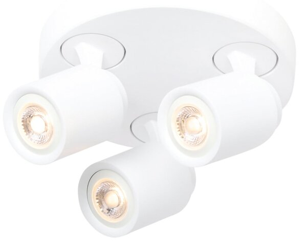 Freelight Spot de plafon Razza, alb, Ø 28,5 cm, 3 lumini, metal, reglabil, Alb, Camera de zi / sufragerie, Metal, Modern