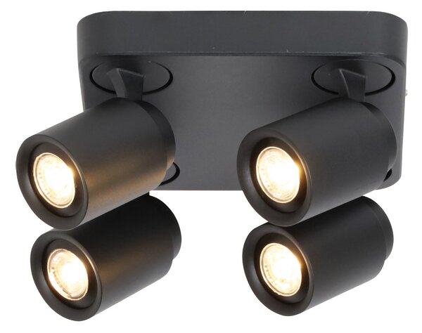 Freelight Spot de plafon Razza, negru, lungime 30 cm, 4 lumini, metal, reglabil, Negru, Camera de zi / sufragerie, Metal, Modern