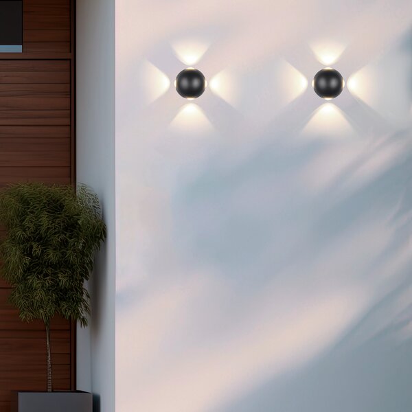 Trio Lighting Aplică cu LED pentru exterior Avisio, negru, 4 lumini, semicircular, Negru, Aluminiu, Modern