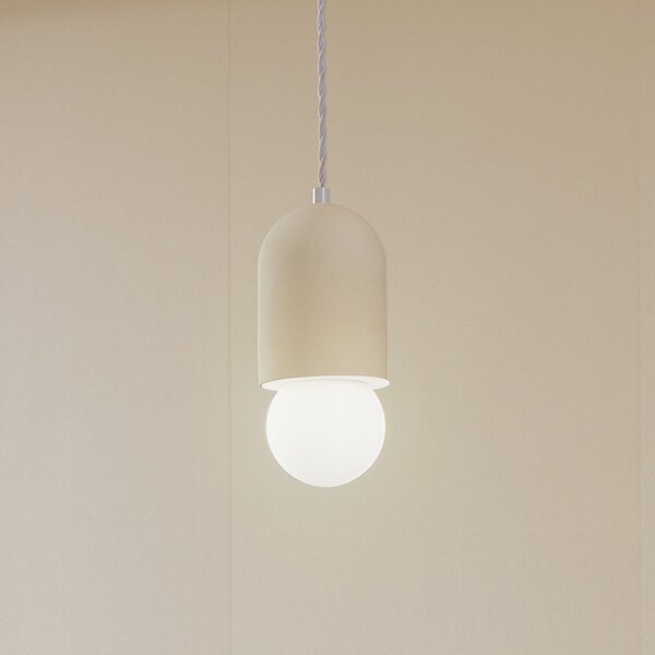 Lindby Lampă suspendată Nielson, Ø 11 cm, bej, gips, reglabil, Alb, Camera de zi / sufragerie, Tencuială / Argilă, Modern