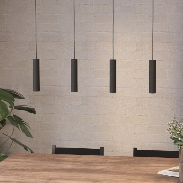 EGLO Lampă suspendată cu LED Almudaina, negru, lungime 84 cm, 4 lumini,, reglabil, Negru, Camera de zi / sufragerie, Metal, Modern