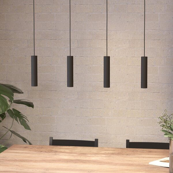 EGLO Lampă suspendată cu LED Almudaina, negru, lungime 84 cm, 4 lumini,, reglabil, Negru, Camera de zi / sufragerie, Metal, Modern