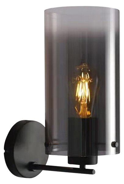 Freelight Aplică Ventotto, negru, gri fumuriu, lățime 15 cm, metal, Gri, Camera de zi / sufragerie, Metal, Modern