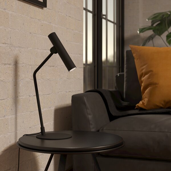 EGLO Lampă de masă cu LED Almudaina, negru, înălțime 49,5 cm, oțel, Negru, Camera de zi / sufragerie, Metal, Modern, Lumină de lectură