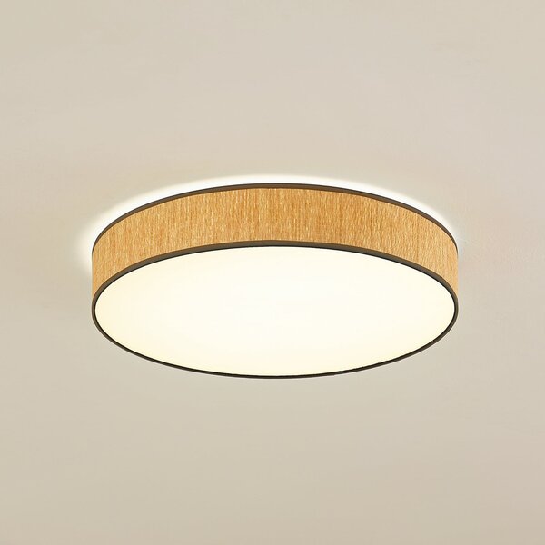 Lindby plafonieră LED Jutis, bej, alge marine, Ø 50 cm, Lemn, Camera de zi / sufragerie, Lemn, Modern