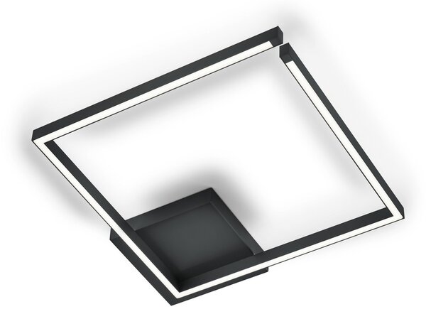 Knapstein Plafonieră cu LED Yoko-Q500, negru, 50x50 cm, aluminiu, reglabil, Negru, Camera de zi / sufragerie, Aluminiu, Modern
