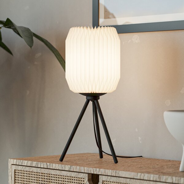 EGLO Lampă de masă Belgrave, înălțime 44 cm, alb/negru, metal/hârtie, Negru, Camera de zi / sufragerie, Metal, Modern, Tripod