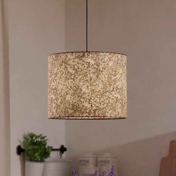EGLO Lampă suspendată Butterburn, Ø 36 cm, bej-verde, material textil, reglabil, Bej, Camera de zi / sufragerie, Țesătură / Textil