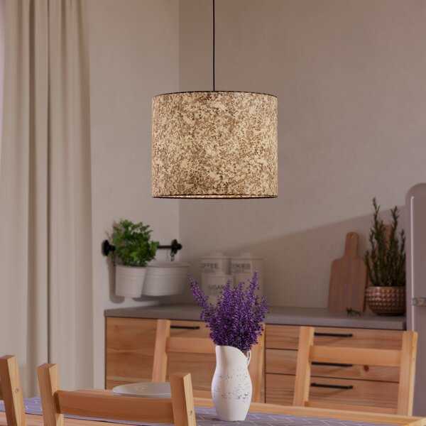 EGLO Lampă suspendată Butterburn, Ø 36 cm, bej-verde, material textil, reglabil, Bej, Camera de zi / sufragerie, Țesătură / Textil