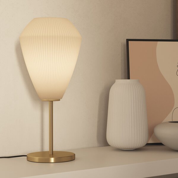 EGLO Lampă de masă Caprarola, înălțime 46 cm, culoare nisip/alamă, sticlă, Bej, Camera de zi / sufragerie, Sticlă, Modern
