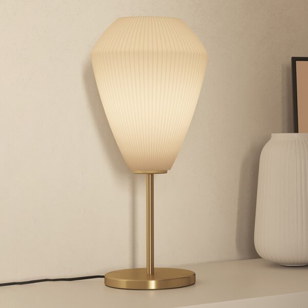 EGLO Lampă de masă Caprarola, înălțime 46 cm, culoare nisip/alamă, sticlă, Bej, Camera de zi / sufragerie, Sticlă, Modern