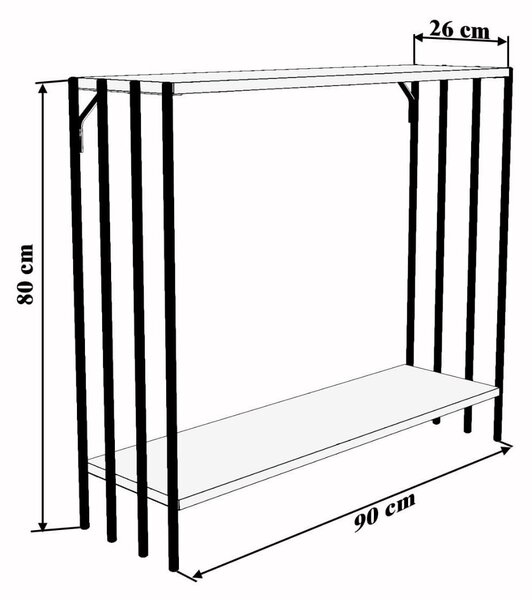 Măsuță consolă Batite (negru + pin atlantic) . 1094797