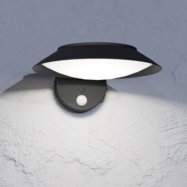EGLO Aplică solară cu LED Cerrisi, lățime 10,5 cm, negru, senzor, Negru, Plastic, Modern