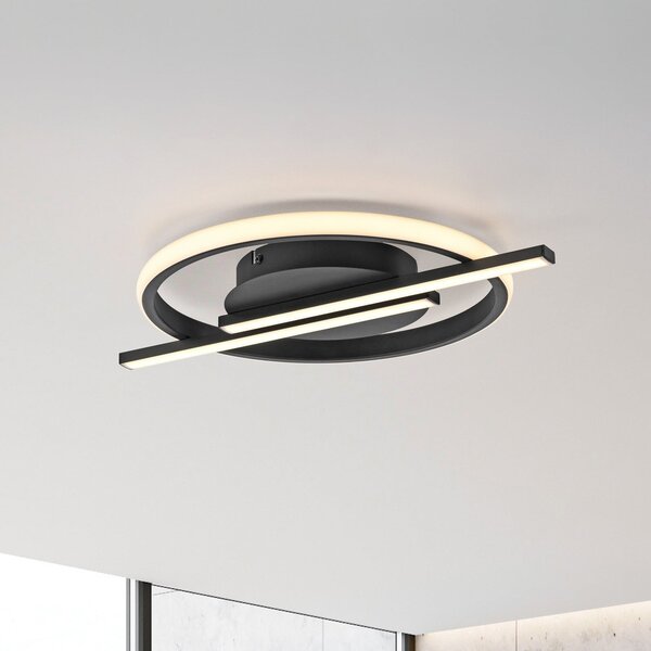 JUST LIGHT. GmbH DOAR LUMINĂ. Plafonieră cu LED Korsa, negru, Ø31cm, reglabil, reglabil, Negru, Camera de zi / sufragerie, Metal, Modern