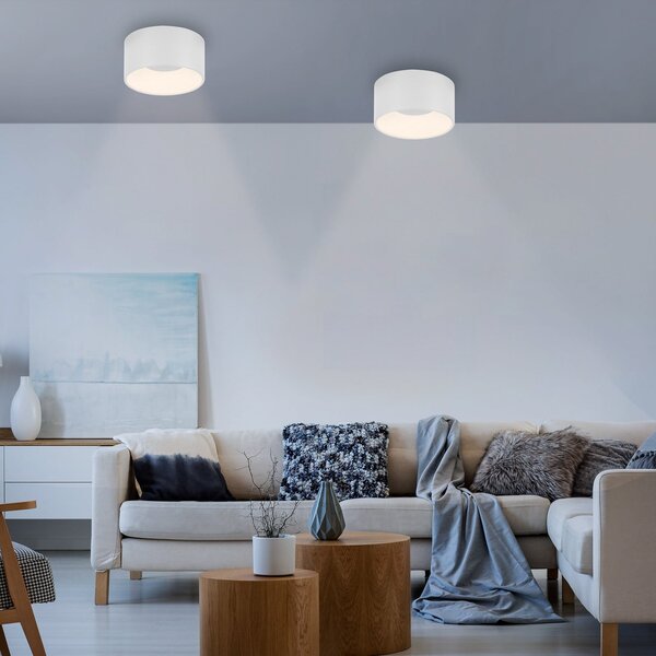 JUST LIGHT. GmbH DOAR LUMINĂ. Plafonieră cu LED Tanika, albă, Ø 16 cm, dimabilă, reglabil, Alb, Camera de zi / sufragerie, Plastic, Modern