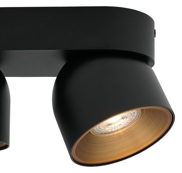 Nordlux Downlight Pitcher, GU10, cu 2 becuri, metal, negru, reglabil, Negru, Camera de zi / sufragerie, Metal, Modern