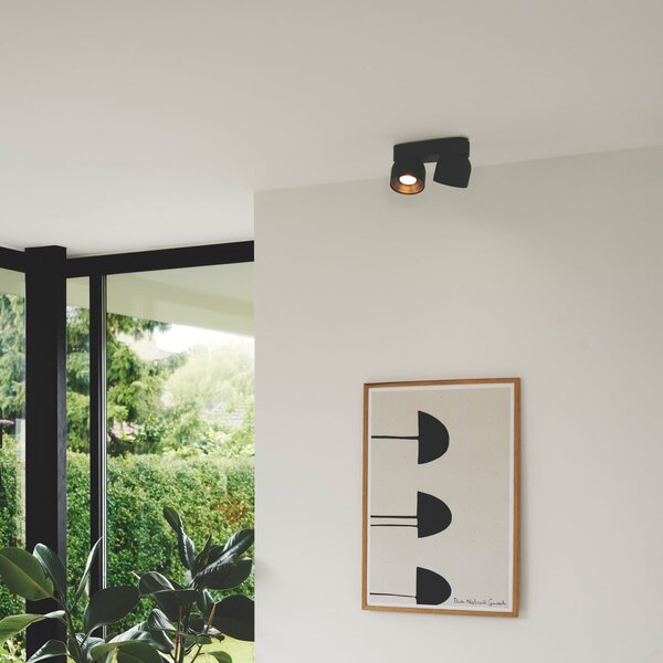 Nordlux Downlight Pitcher, GU10, cu 2 becuri, metal, negru, reglabil, Negru, Camera de zi / sufragerie, Metal, Modern