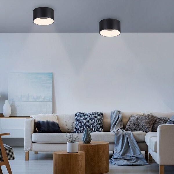 JUST LIGHT. GmbH DOAR LUMINĂ. Plafonieră cu LED Tanika negru, Ø16cm, variator de, reglabil, Negru, Camera de zi / sufragerie, Plastic, Modern