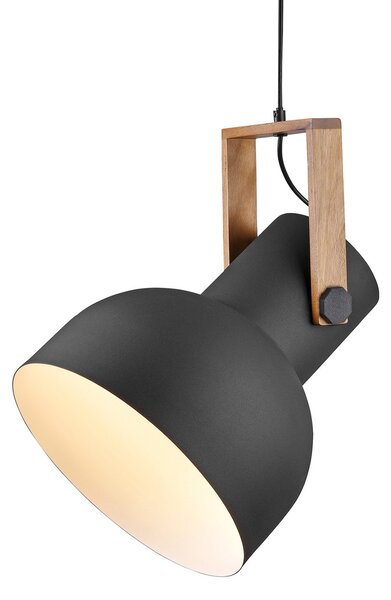 JUST LIGHT. GmbH DOAR LUMINĂ. Lampă suspendată Cup 2.0, Ø30cm, 1 lumină, negru, reglabil, Negru, Camera de zi / sufragerie, Metal, Design industrial