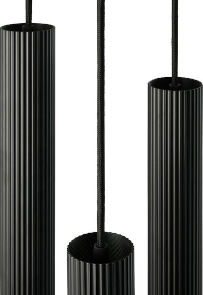 Nordlux Suspensie Vico, cu trei lumini, rondel, metal, negru, reglabil, Negru, Camera de zi / sufragerie, Aluminiu