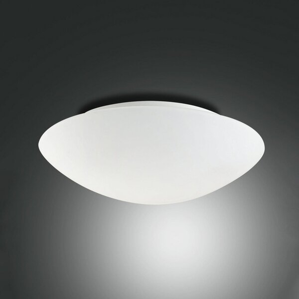 Fabas Luce Plafonieră Pandora, Ø 46 cm, sticlă, alb, reglabil, Alb, Camera de zi / sufragerie, Sticlă