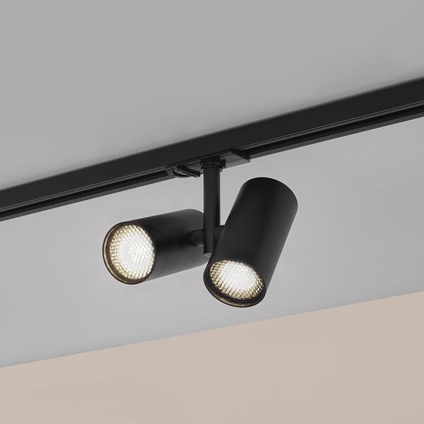 Lindby track spot Linaro, GU10, 2 becuri, negru, capac, reglabil, Negru, Camera de zi / sufragerie, Aluminiu, Modern