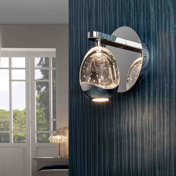 Schuller Valencia Aplică cu LED Rocio, metal, sticlă, 1 lumină, cromat, Metalic, Camera de zi / sufragerie, Metal