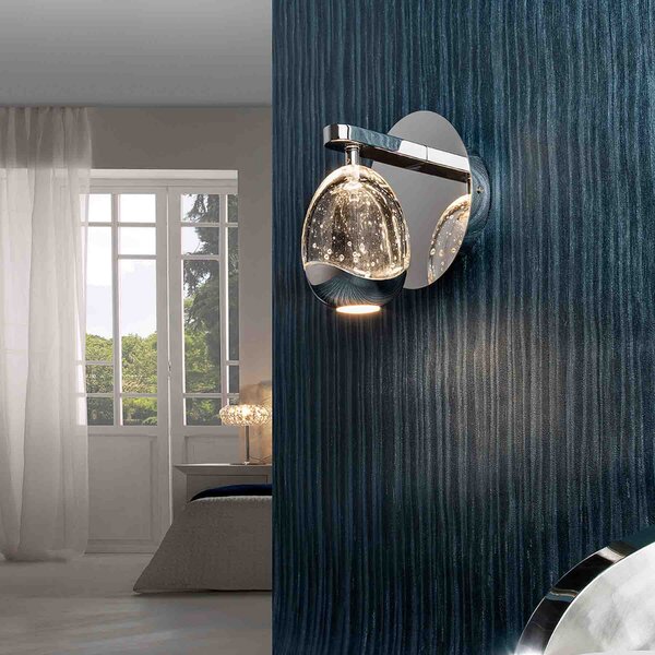 Schuller Valencia Aplică cu LED Rocio, metal, sticlă, 1 lumină, cromat, Metalic, Camera de zi / sufragerie, Metal