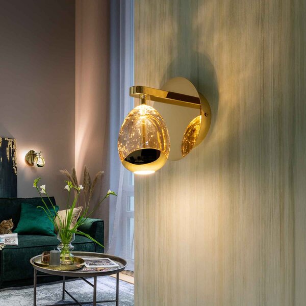 Schuller Valencia Aplică cu LED Rocio, metal, sticlă, 1 lumină, auriu, Auriu / Alamă, Camera de zi / sufragerie, Metal