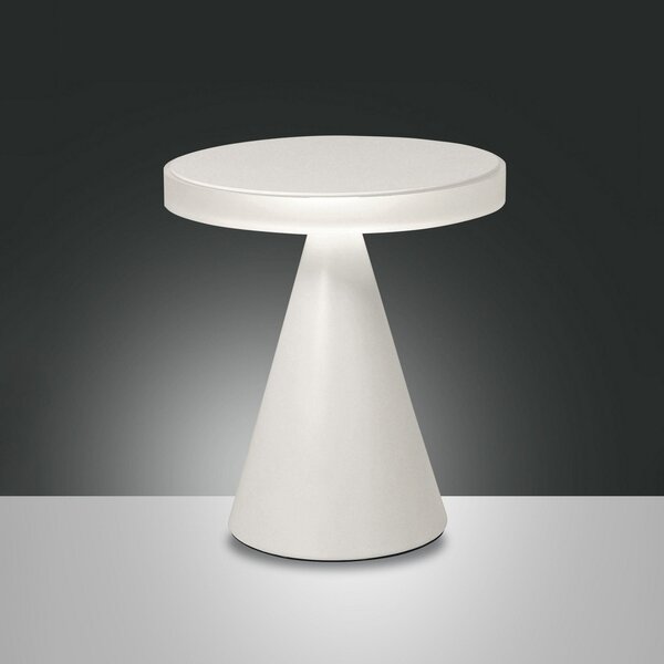 Fabas Luce Neutra LED lampă de masă, înălțime 27 cm, alb, dimmer tactil, reglabil, Alb, dormitor, Metal, Modern