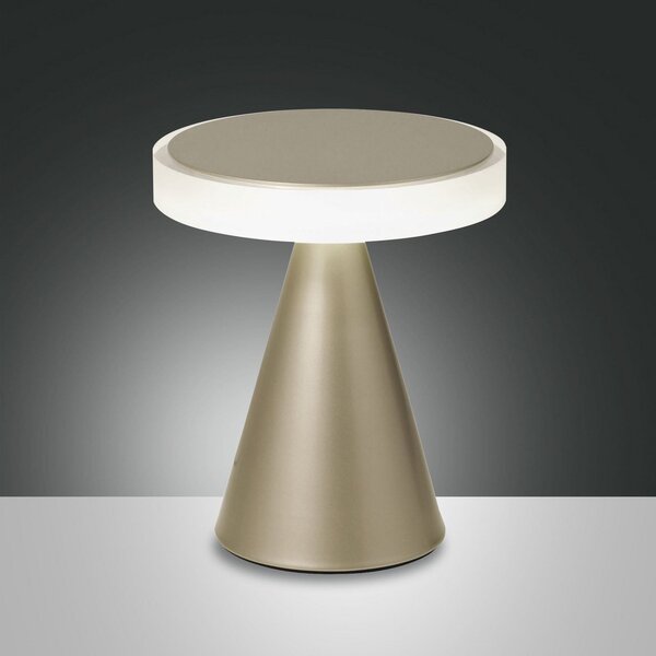Fabas Luce Lampă de masă Neutra LED, înălțime 20 cm, aur mat, variator tactil, reglabil, Auriu / Alamă, dormitor, Metal, Modern